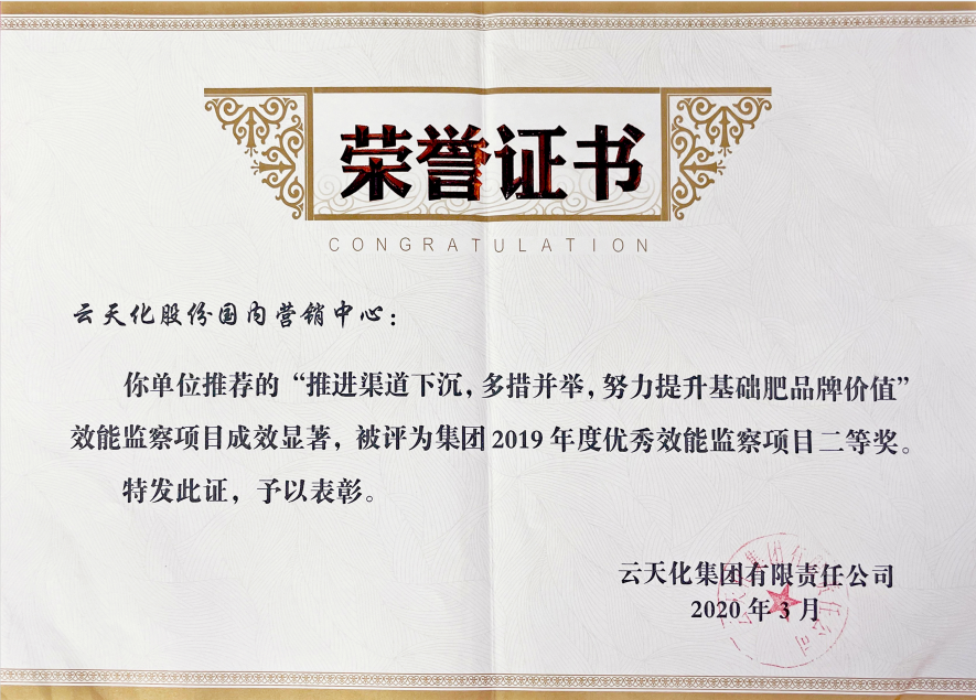 農(nóng)資-2019-集團(tuán)“優(yōu)秀效能監(jiān)察項目”...